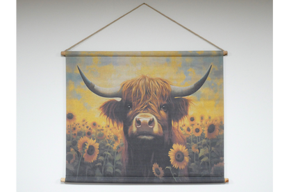 Canvas Wall Art - Cow In Sunflowers