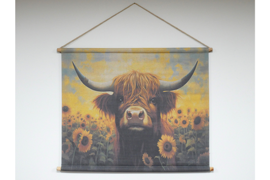 Canvas Wall Art - Cow In Sunflowers
