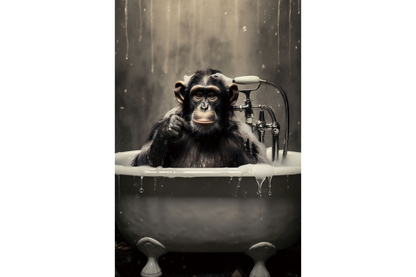 Monkey In Bath Wall Art