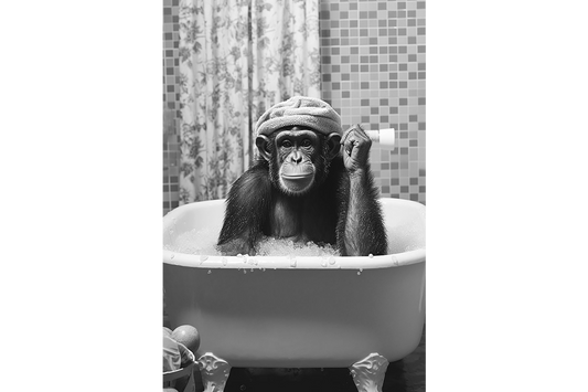 Monkey In Bath Wall Art