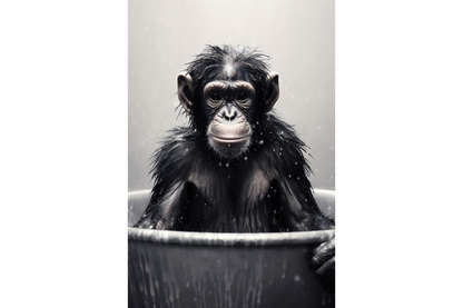 Monkey In Bath Wall Art