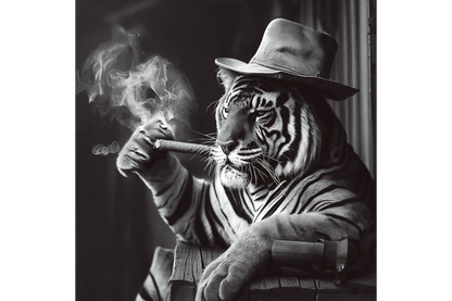 Smoking Tiger Wall Art - Mini