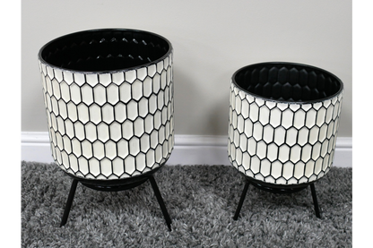 Set Of 2  Monochrome Planters