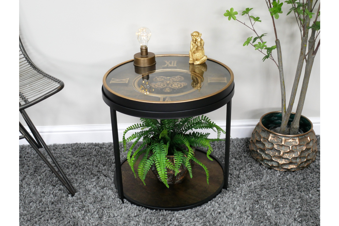 Clock With Cogs Side Table