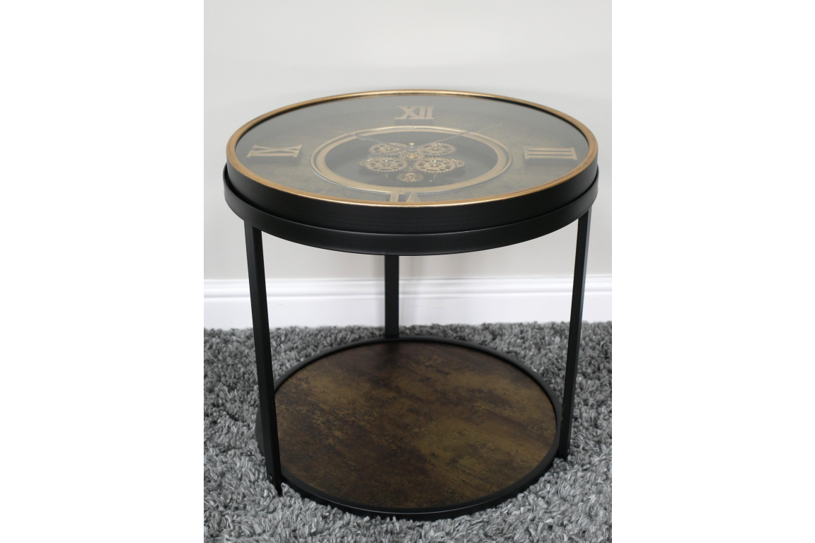 Clock With Cogs Side Table