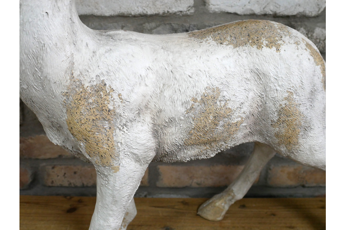 Majestic Large Stag Deer Statue - White & Gold MGO Garden Ornament