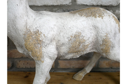 Majestic Large Stag Deer Statue - White & Gold MGO Garden Ornament