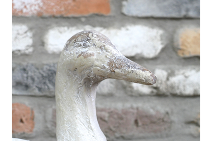 Rustic MGO Duck Garden Statue - White Shabby Chic Goose Bird Ornament