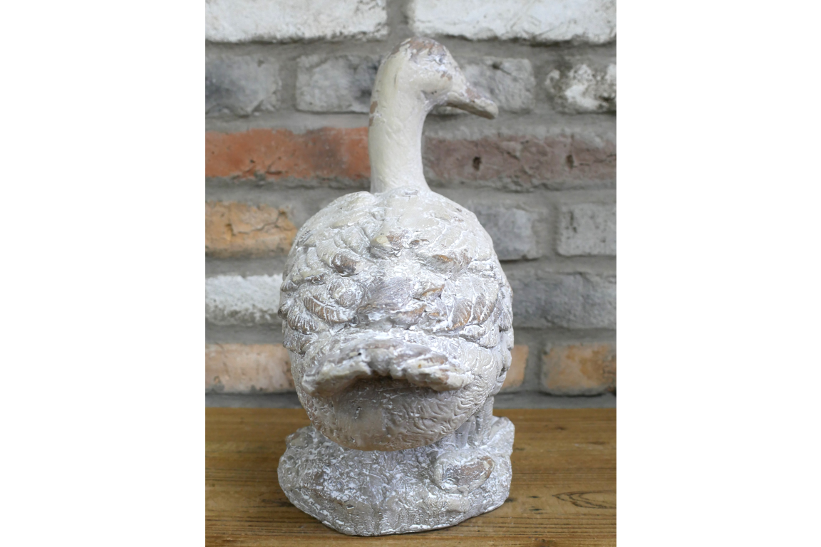 Rustic MGO Duck Garden Statue - White Shabby Chic Goose Bird Ornament