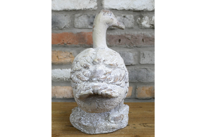 Rustic MGO Duck Garden Statue - White Shabby Chic Goose Bird Ornament