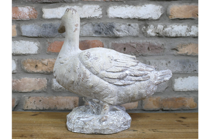 Rustic MGO Duck Garden Statue - White Shabby Chic Goose Bird Ornament