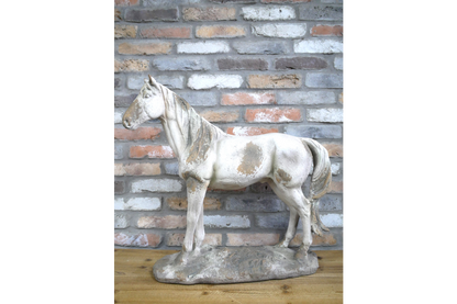 Rustic MGO Horse Garden Statue - Antique White Shabby Chic Lawn Ornament