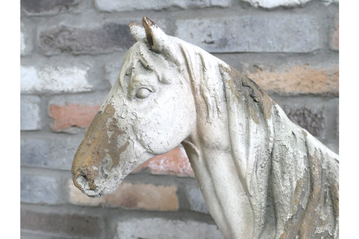 Rustic MGO Horse Garden Statue - Antique White Shabby Chic Lawn Ornament