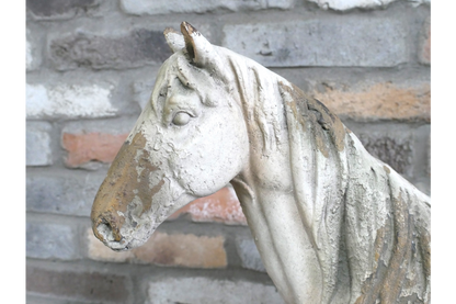 Rustic MGO Horse Garden Statue - Antique White Shabby Chic Lawn Ornament