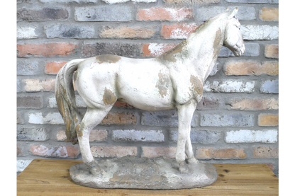 Rustic MGO Horse Garden Statue - Antique White Shabby Chic Lawn Ornament