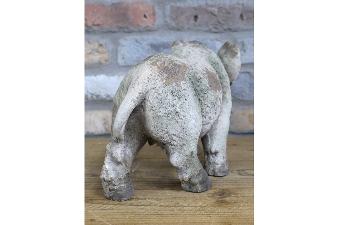 Rustic MGO Wild Boar Statue - Antique White Shabby Chic Pig Ornament
