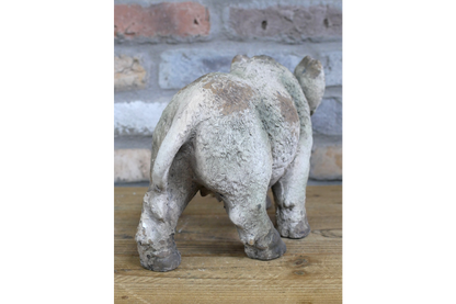 Rustic MGO Wild Boar Statue - Antique White Shabby Chic Pig Ornament