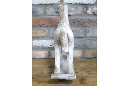 Rustic MGO Rocking Horse Sculpture - Antique White Shabby Chic Decor