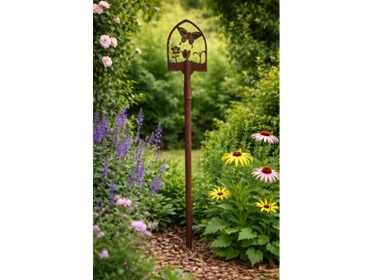 Rusty Spade Stake With Butterfly