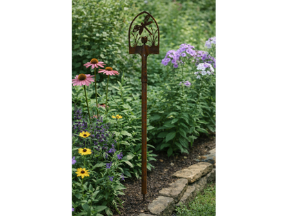 Rusty Spade Stake With Dragonfly