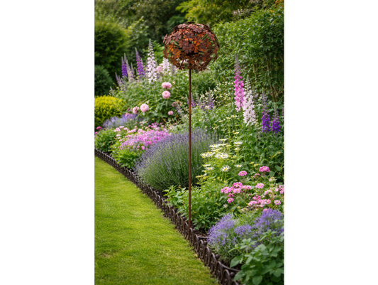 Rusty Flower Head Stake