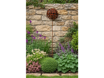 Rusty Flower Head Stake