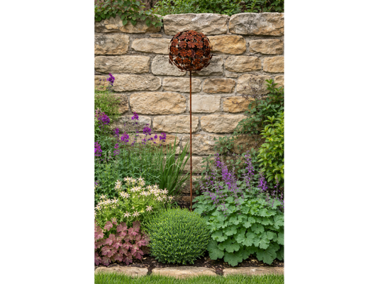 Rusty Flower Head Stake