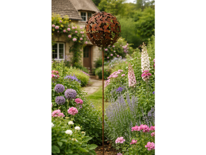 Rusty Butterfly Ball Stake