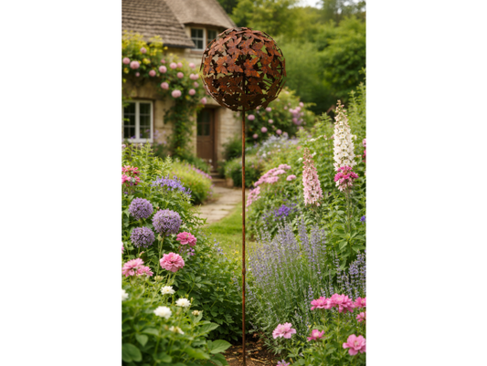 Rusty Butterfly Ball Stake