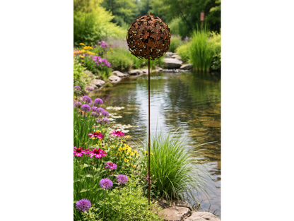 Rusty Butterfly Ball Stake