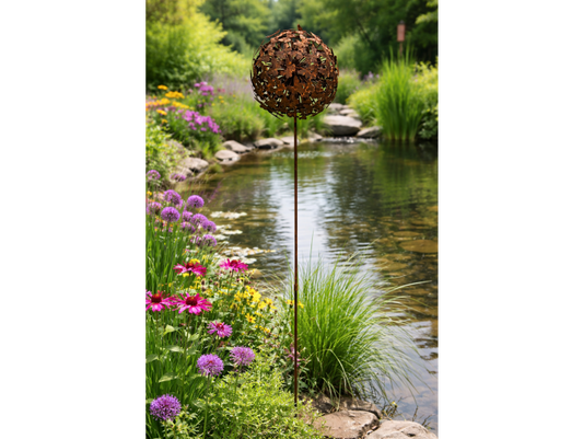 Rusty Butterfly Ball Stake