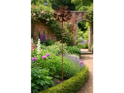 Rusty Flower Head Stake