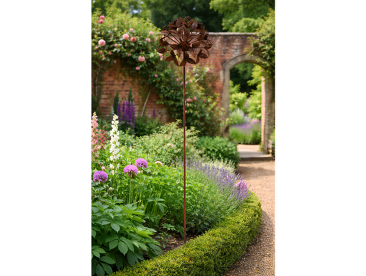 Rusty Flower Head Stake