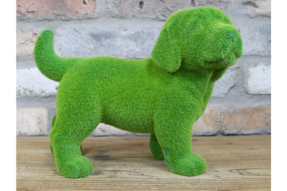 Green Flocked Dog Garden Planter Novelty Moss Effect Puppy Flower Pot