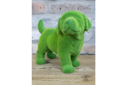Green Flocked Dog Garden Planter Novelty Moss Effect Puppy Flower Pot