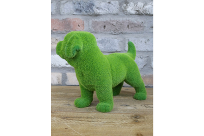 Green Flocked Dog Garden Planter Novelty Moss Effect Puppy Flower Pot