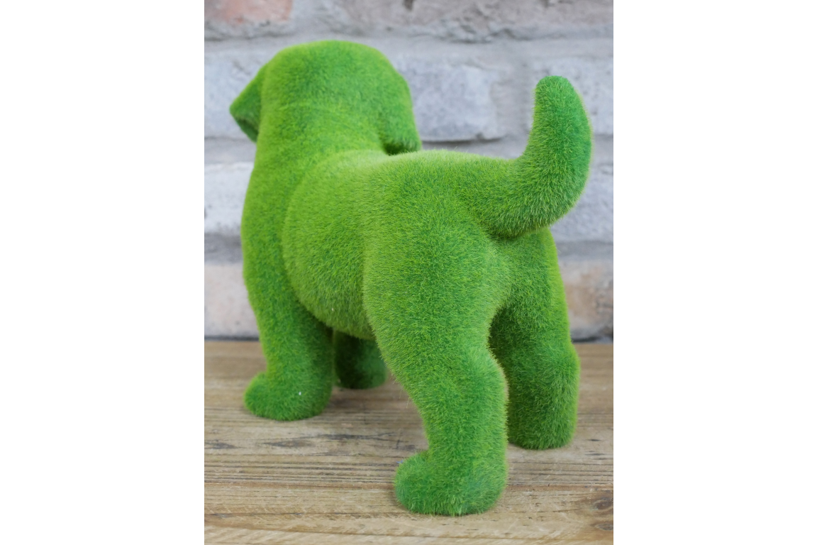 Green Flocked Dog Garden Planter Novelty Moss Effect Puppy Flower Pot