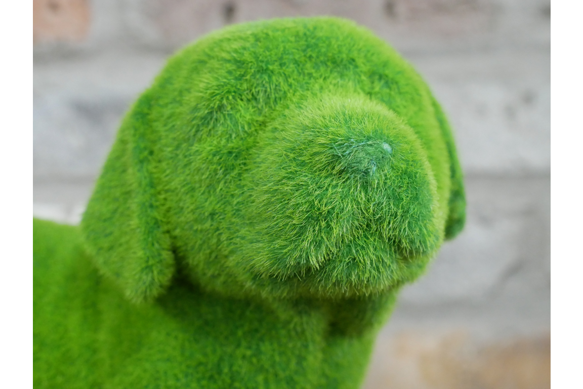 Green Flocked Dog Garden Planter Novelty Moss Effect Puppy Flower Pot