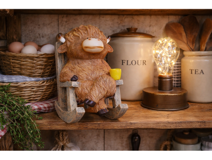 Highland Cow On Rocking Chair