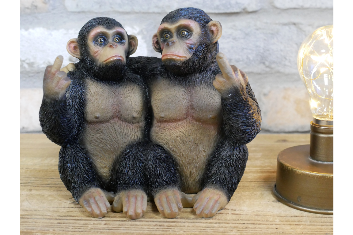 Funny Cheeky Chimpanzees Middle Finger Ornament Rude Monkey Figurine
