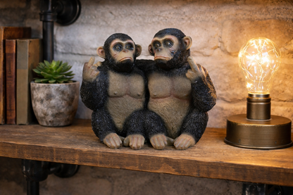 Funny Cheeky Chimpanzees Middle Finger Ornament Rude Monkey Figurine