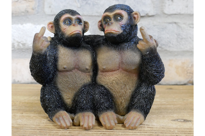 Funny Cheeky Chimpanzees Middle Finger Ornament Rude Monkey Figurine