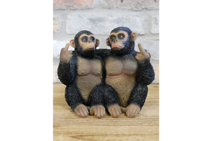 Funny Cheeky Chimpanzees Middle Finger Ornament Rude Monkey Figurine
