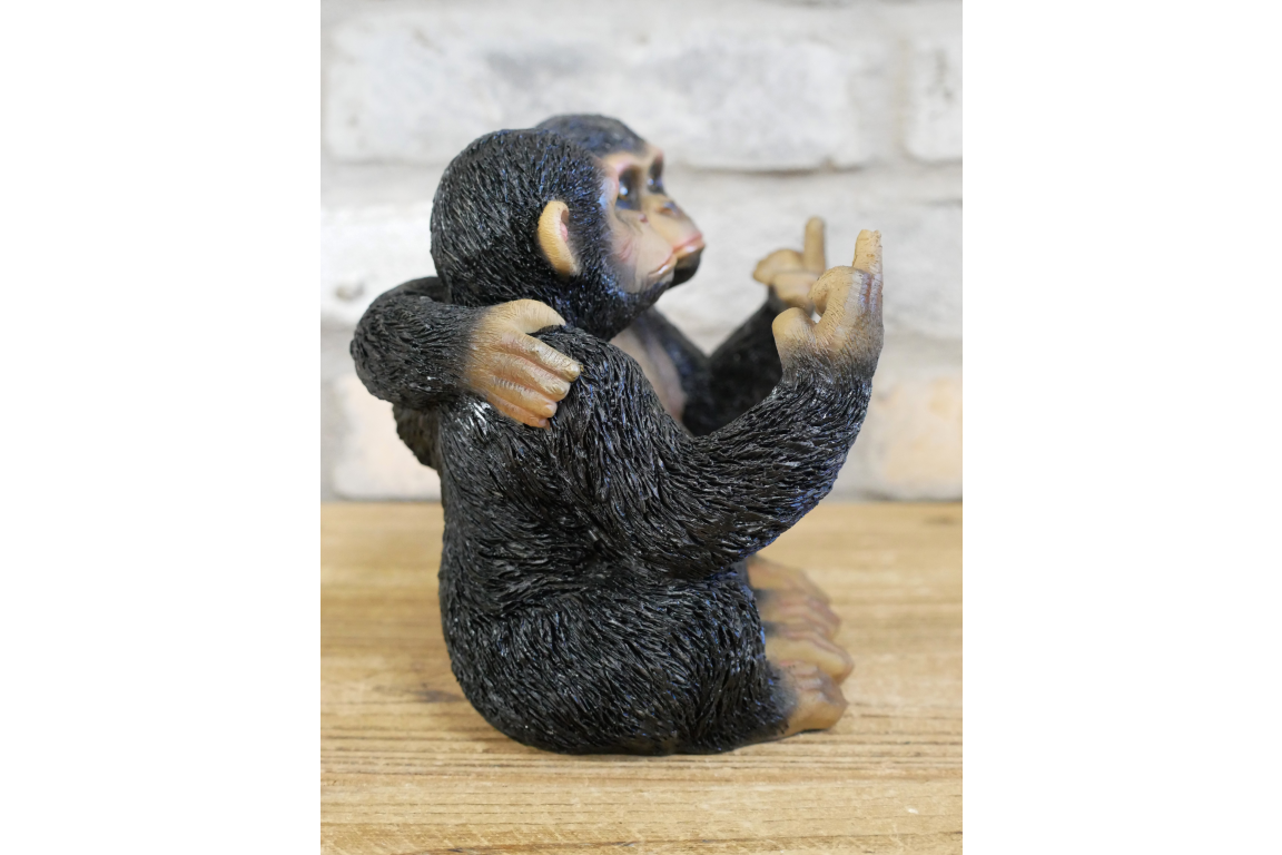 Funny Cheeky Chimpanzees Middle Finger Ornament Rude Monkey Figurine