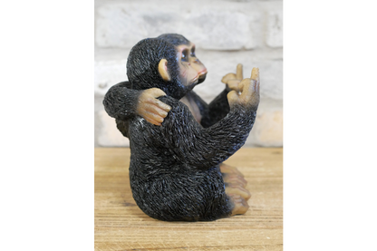 Funny Cheeky Chimpanzees Middle Finger Ornament Rude Monkey Figurine
