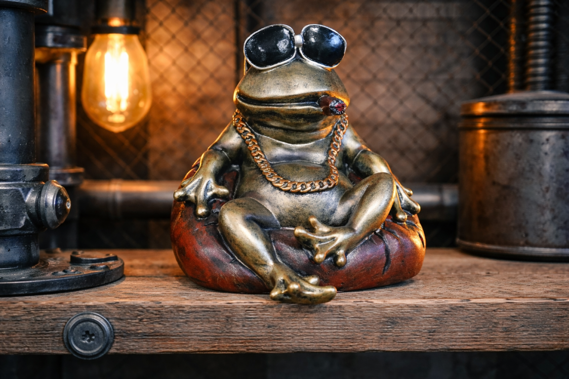Cool Frog with Sunglasses Resin Ornament Funny Smoking Toad Figurine