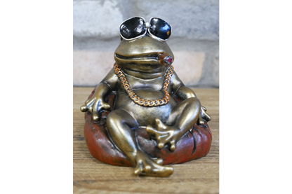 Cool Frog with Sunglasses Resin Ornament Funny Smoking Toad Figurine