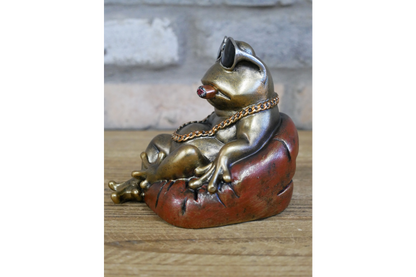 Cool Frog with Sunglasses Resin Ornament Funny Smoking Toad Figurine