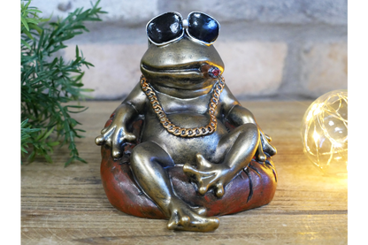 Cool Frog with Sunglasses Resin Ornament Funny Smoking Toad Figurine