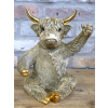Highland Cow Wine & Glass Holder - Gold